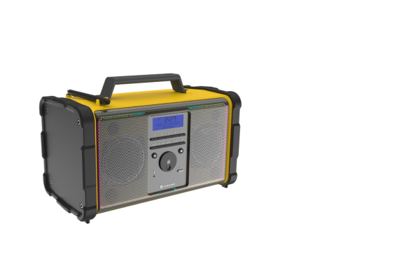 Phihong job site radio, designed for durability and offering high-quality audio with wireless connectivity, suitable for various work environments.